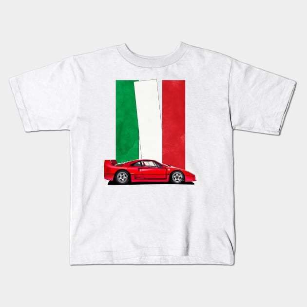 F40 Kids T-Shirt by mvommen